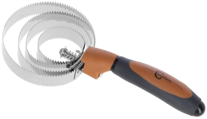 Krtača Covalliero Spiral Curry Comb – dvostranska kovinska krtača z ergonomskim ročajem